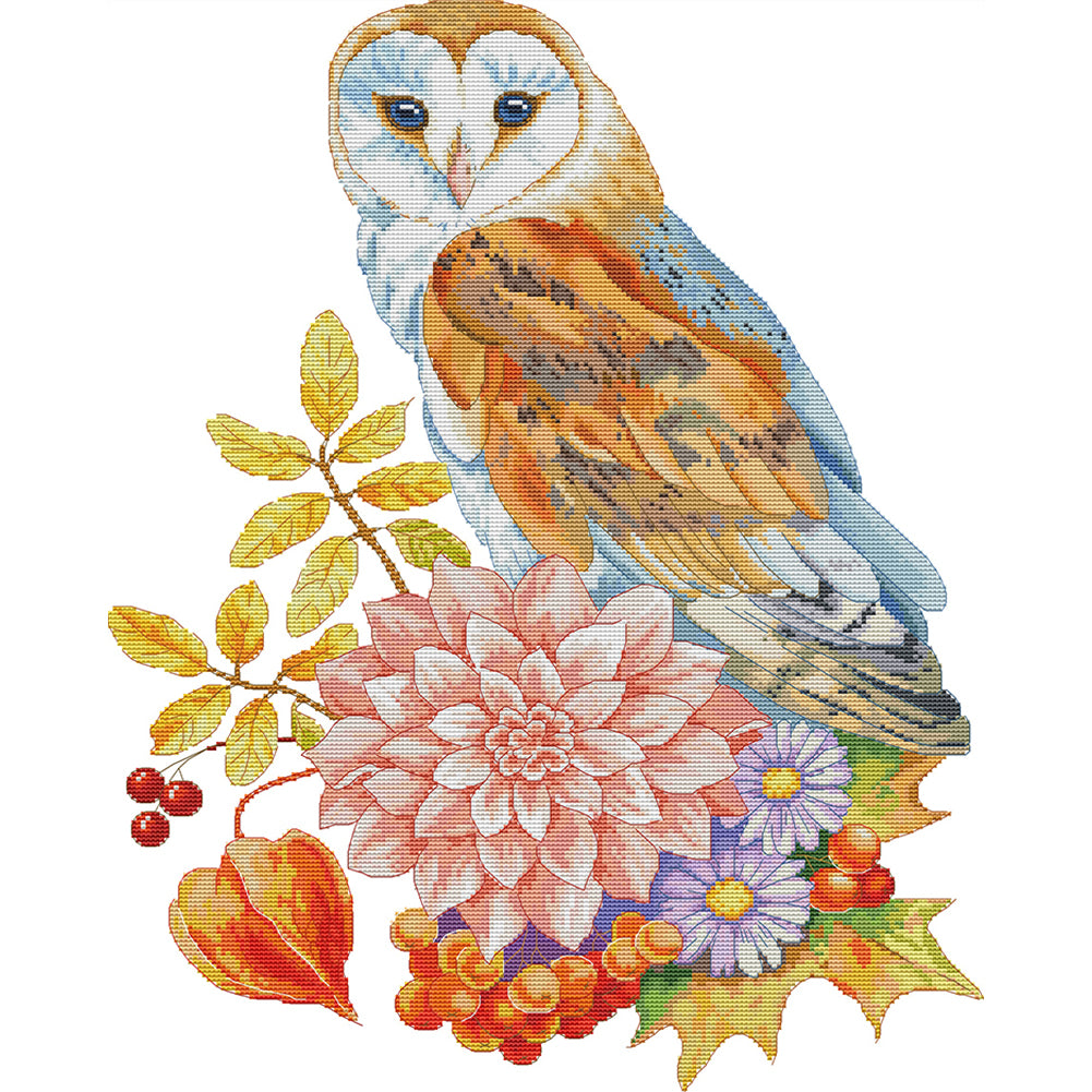 Autumn Owl- - 14CT Stamped Cross Stitch 42*54CM(Joy Sunday)