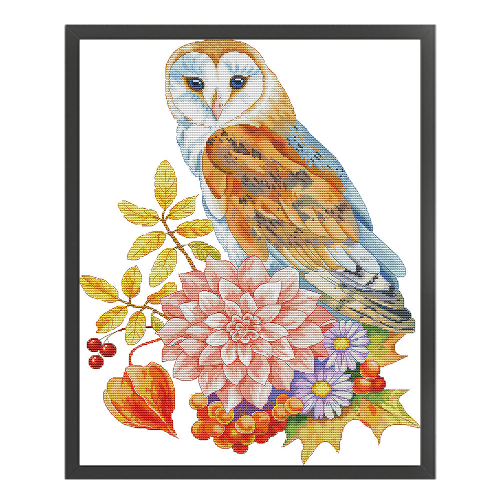 Autumn Owl- - 14CT Stamped Cross Stitch 42*54CM(Joy Sunday)