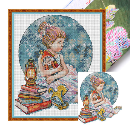 Girl And Nutcracker - 14CT Stamped Cross Stitch 28*31CM(Joy Sunday)