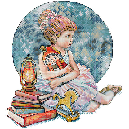 Girl And Nutcracker - 14CT Stamped Cross Stitch 28*31CM(Joy Sunday)