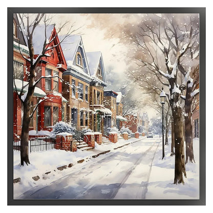 Street Snow Scene - 14CT Stamped Cross Stitch 50*50CM