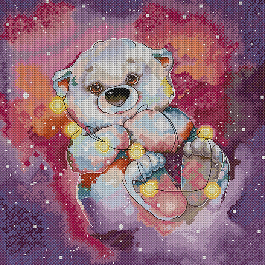 Starry Sky Bear - 14CT Stamped Cross Stitch 40*38CM(Joy Sunday)