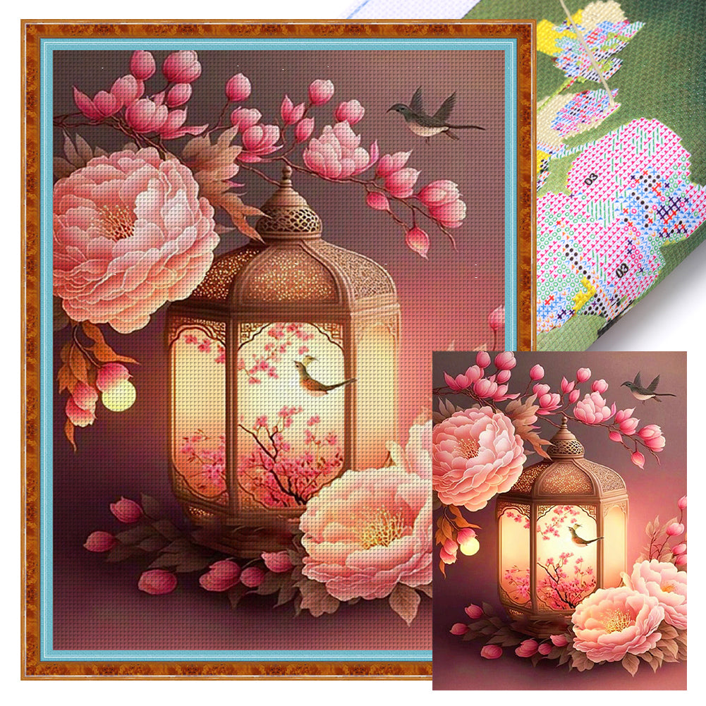 Flower And Bird Lanterns - 11CT Stamped Cross Stitch 40*56CM
