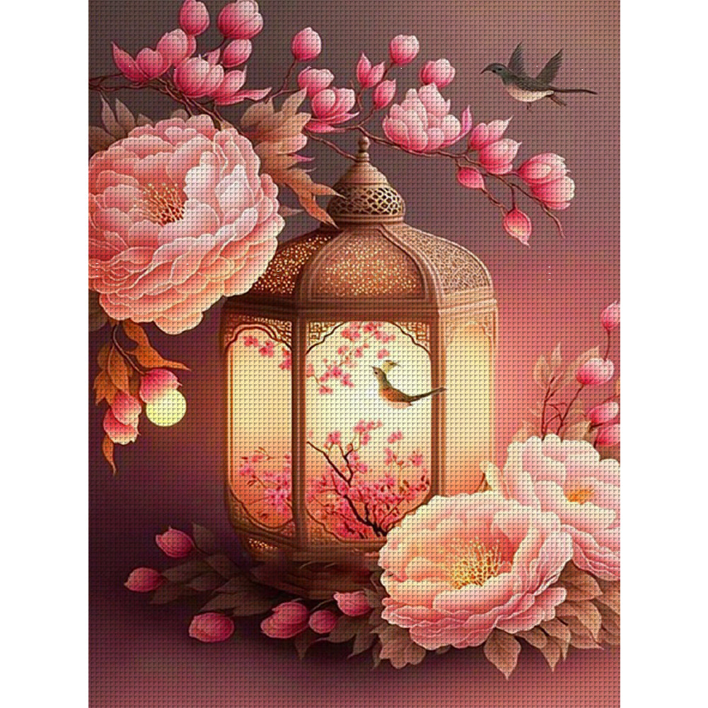 Flower And Bird Lanterns - 11CT Stamped Cross Stitch 40*56CM
