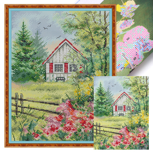 Garden Shed Four - 14CT Stamped Cross Stitch 27*37CM(Joy Sunday)