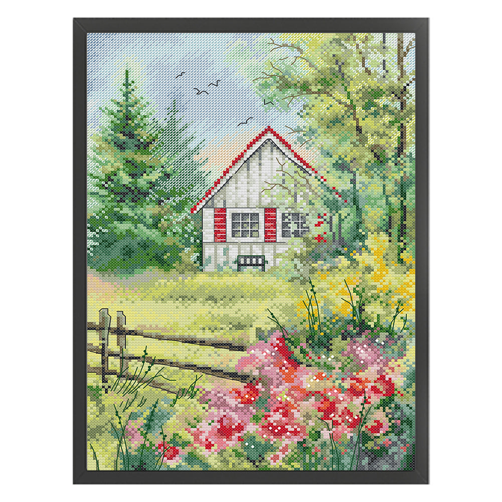 Garden Shed Four - 14CT Stamped Cross Stitch 27*37CM(Joy Sunday)