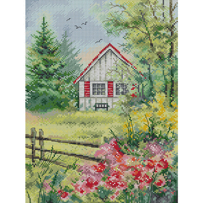 Garden Shed Four - 14CT Stamped Cross Stitch 27*37CM(Joy Sunday)