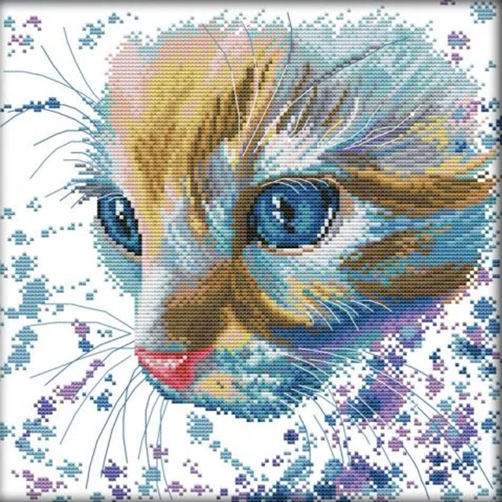 Watercolor Cat - 14CT Stamped Cross Stitch 32*32CM