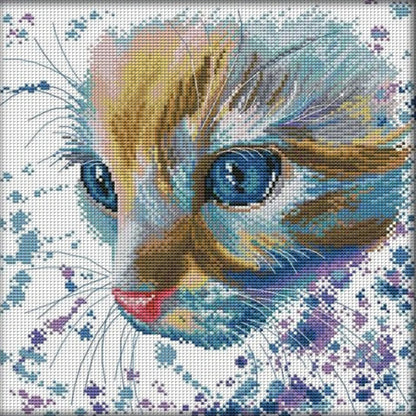 Watercolor Cat - 14CT Stamped Cross Stitch 32*32CM
