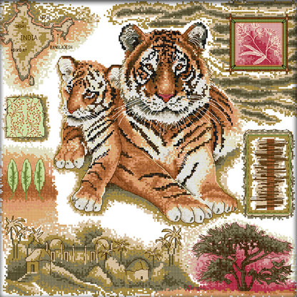 African Tiger - 14CT Stamped Cross Stitch 41*41CM