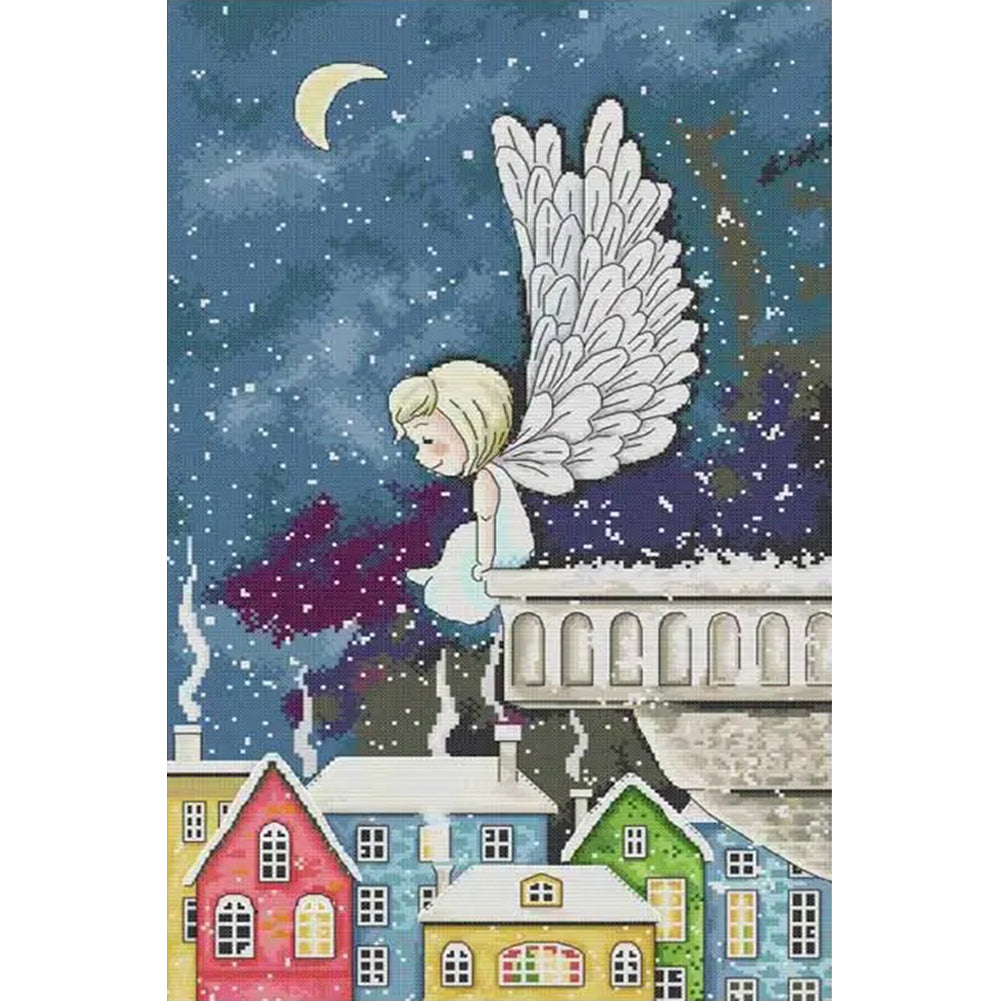 Night Snow Angel - 14CT Stamped Cross Stitch 35*54CM