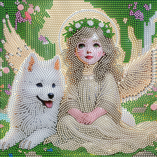 Little Angel And Wolf Cub - Full Special Shaped Drill Diamond Painting 30*30CM