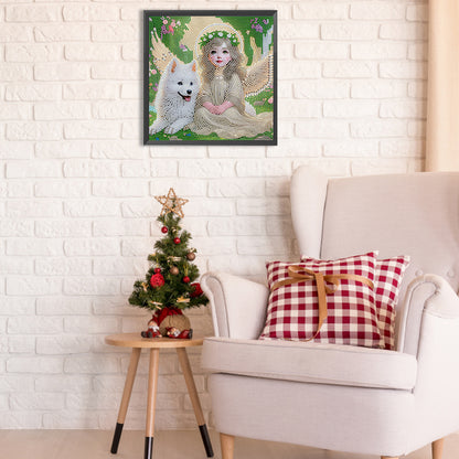 Little Angel And Wolf Cub - Full Special Shaped Drill Diamond Painting 30*30CM