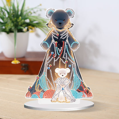 Diamond Painting Desktop Decor for Home Office Desktop Decor(Bear and Bear Girl)