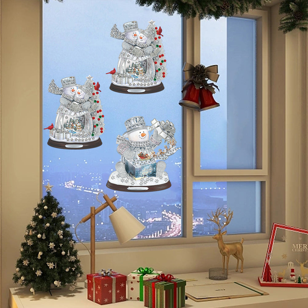 2 PCS Christmas Snowman Special Shape Diamond Painting Sticker for Boy Girl Gift