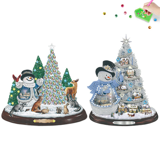 2 PCS Christmas Snowman Special Shape Diamond Painting Sticker for Boy Girl Gift