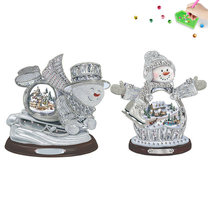 2 PCS Christmas Snowman Special Shape Diamond Painting Sticker for Boy Girl Gift