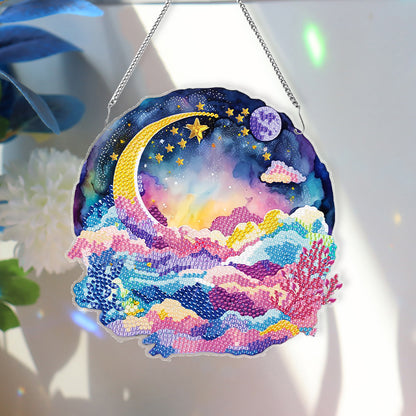 Acrylic Coloured Clouds Starry Sky Single-Sided Diamond Painting Hanging Pendant