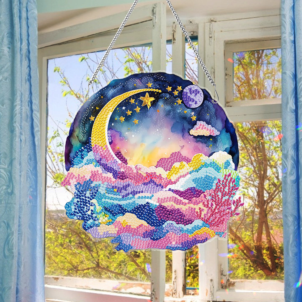 Acrylic Coloured Clouds Starry Sky Single-Sided Diamond Painting Hanging Pendant