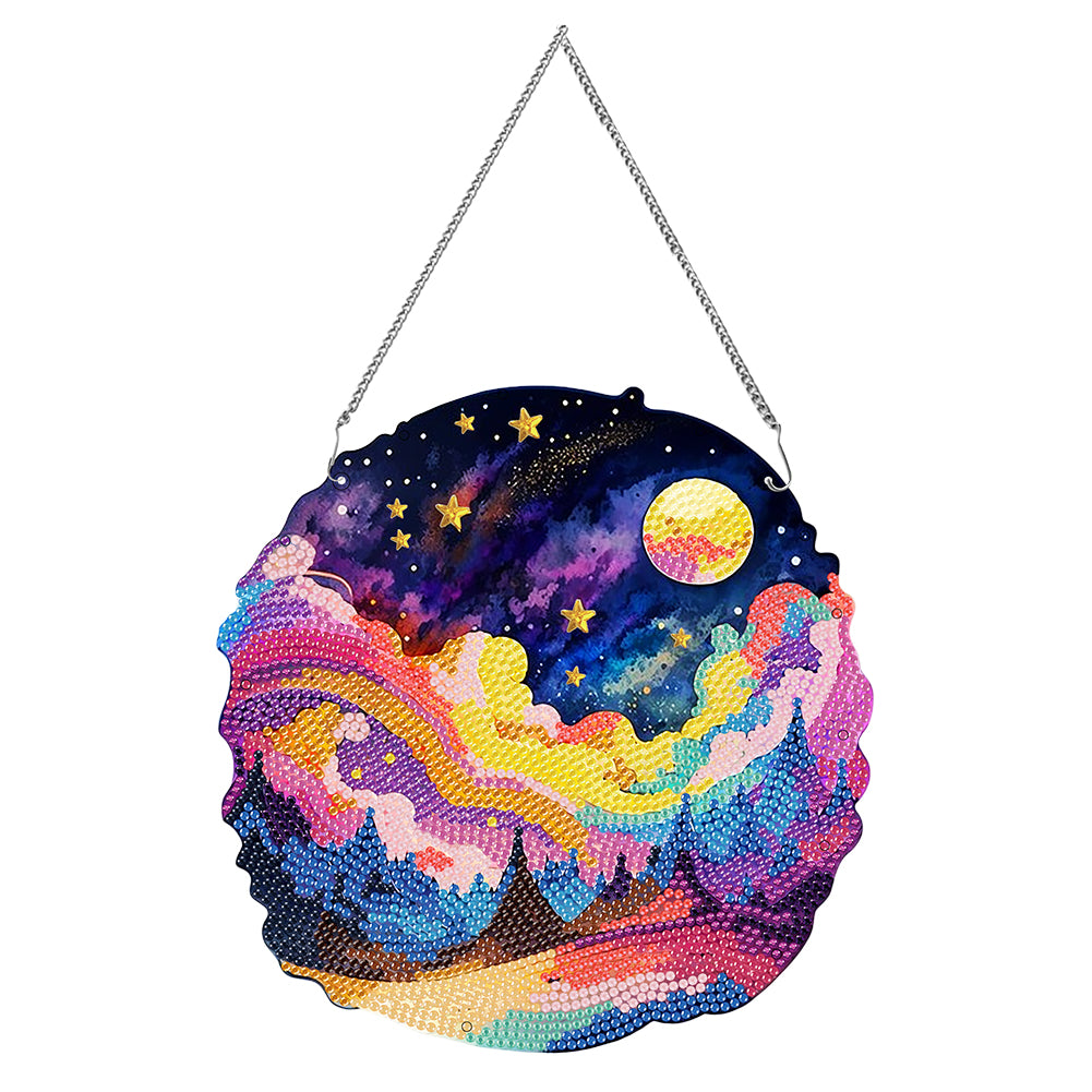 Acrylic Coloured Clouds Starry Sky Single-Sided Diamond Painting Hanging Pendant