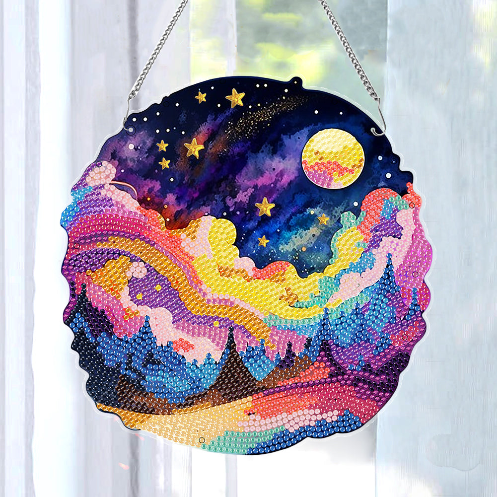 Acrylic Coloured Clouds Starry Sky Single-Sided Diamond Painting Hanging Pendant