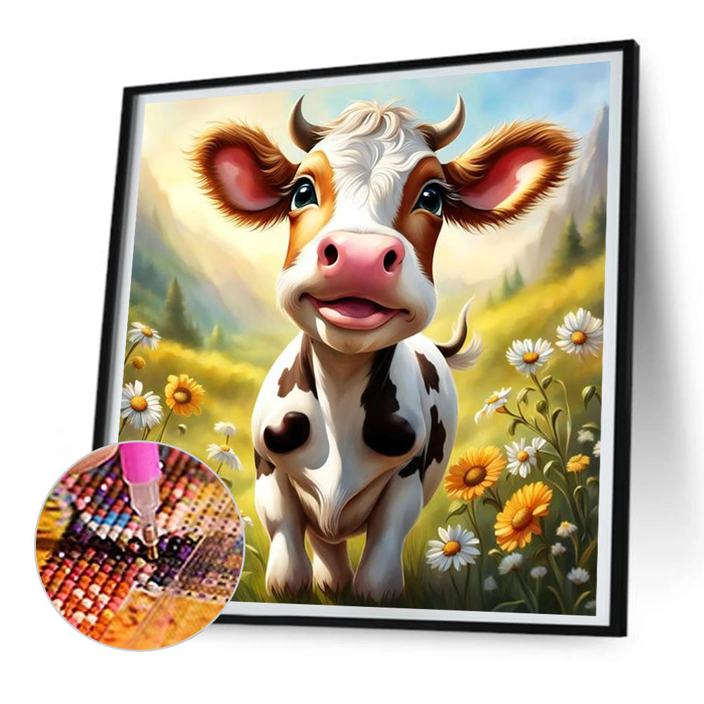 Dairy Cow - Full Round Drill Diamond Painting 30*30CM