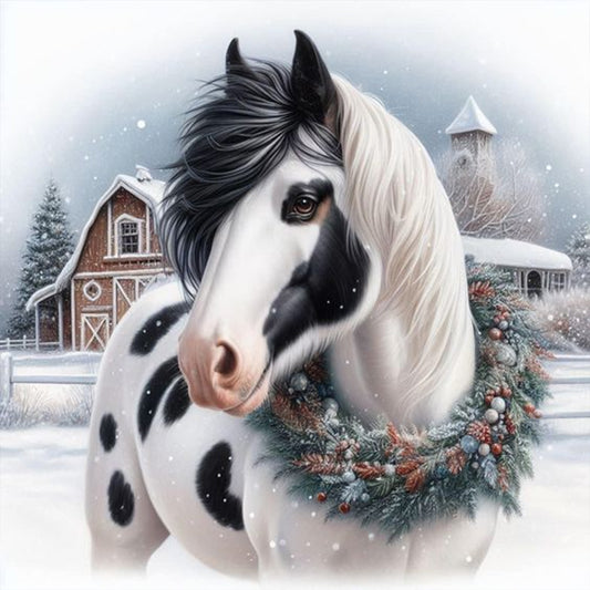 Horse In Snow - Full Round Drill Diamond Painting 30*30CM