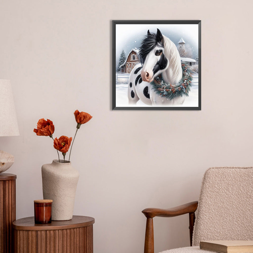 Horse In Snow - Full Round Drill Diamond Painting 30*30CM