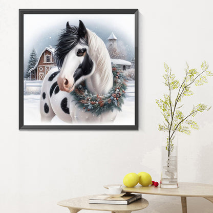 Horse In Snow - Full Round Drill Diamond Painting 30*30CM