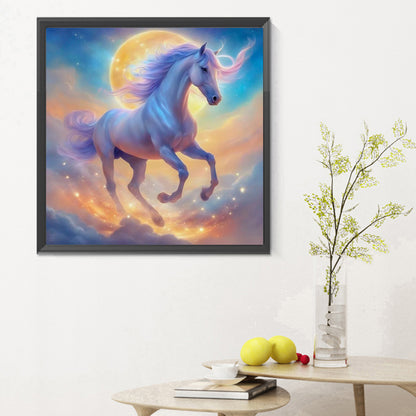 White Horse In Clouds - Full Round Drill Diamond Painting 30*30CM