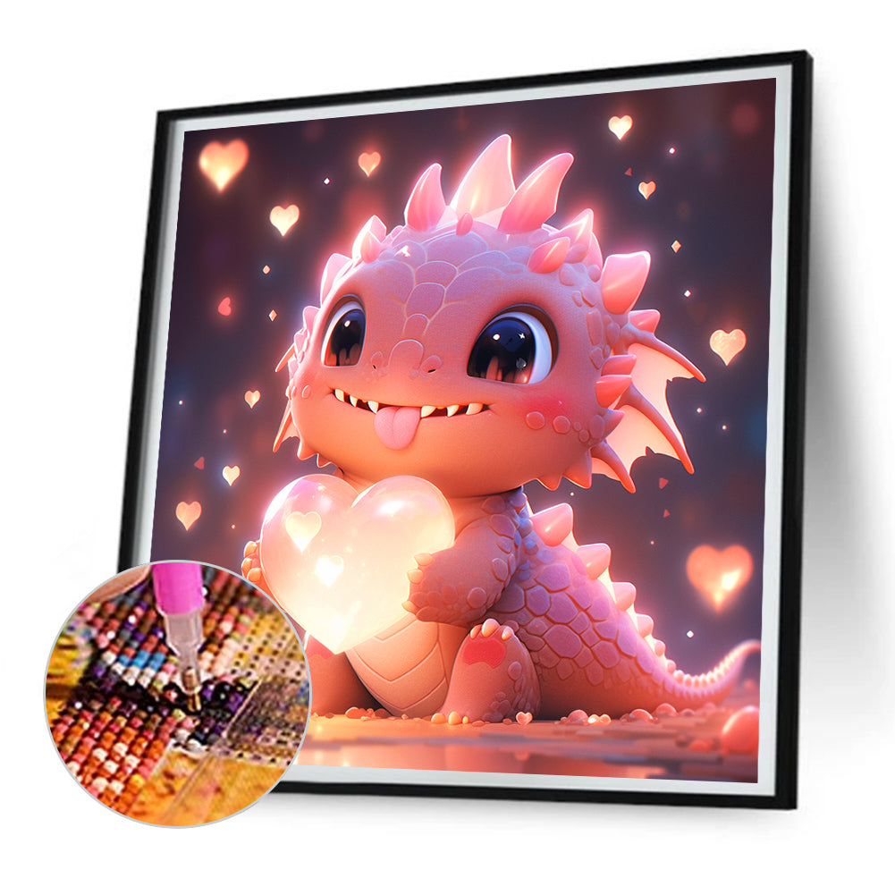 Love Pink Purple Dragon - Full Round Drill Diamond Painting 30*30CM