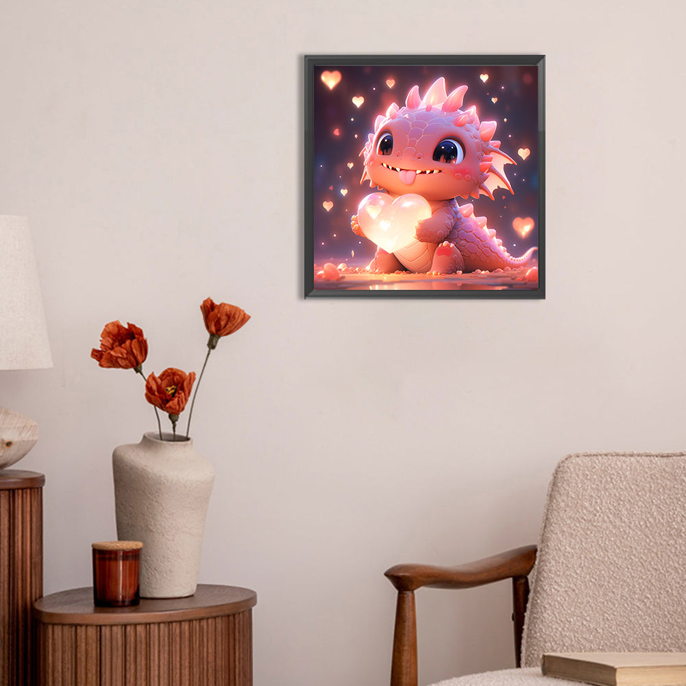 Love Pink Purple Dragon - Full Round Drill Diamond Painting 30*30CM