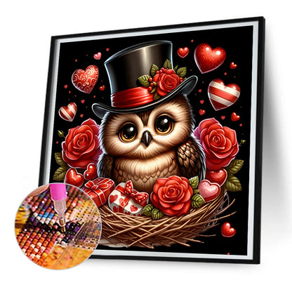 Valentine Love Owl - Full Round Drill Diamond Painting 30*30CM