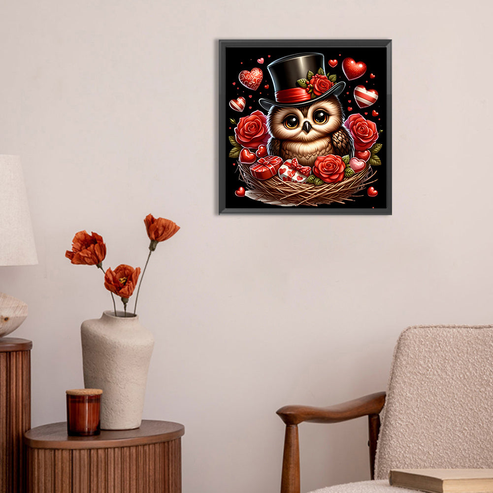 Valentine Love Owl - Full Round Drill Diamond Painting 30*30CM