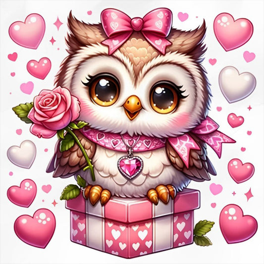 Valentine Love Owl - Full Round Drill Diamond Painting 30*30CM