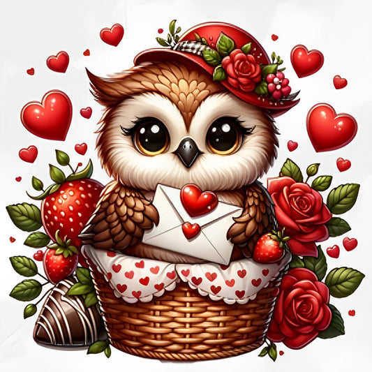 Valentine Love Owl - Full Round Drill Diamond Painting 30*30CM