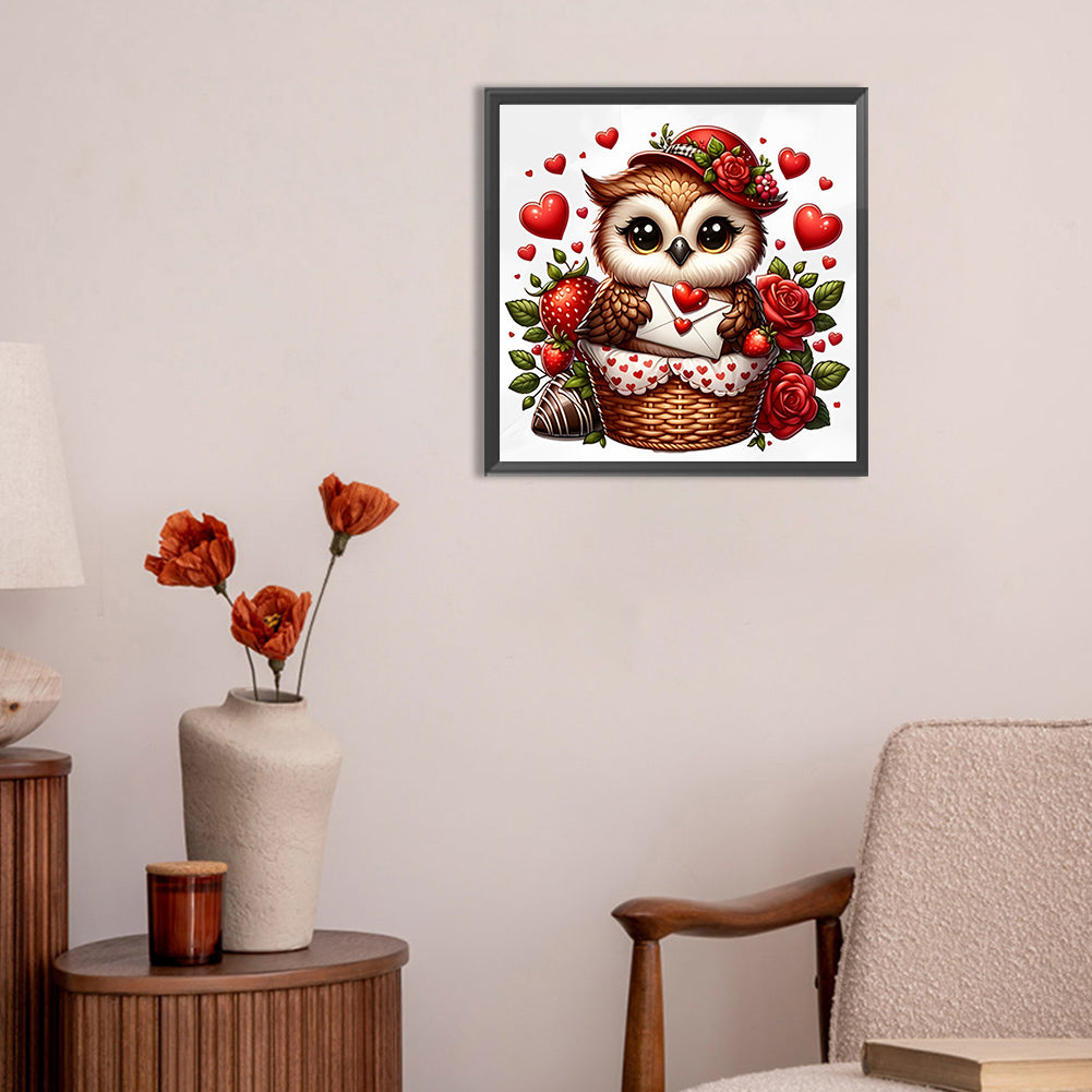 Valentine Love Owl - Full Round Drill Diamond Painting 30*30CM