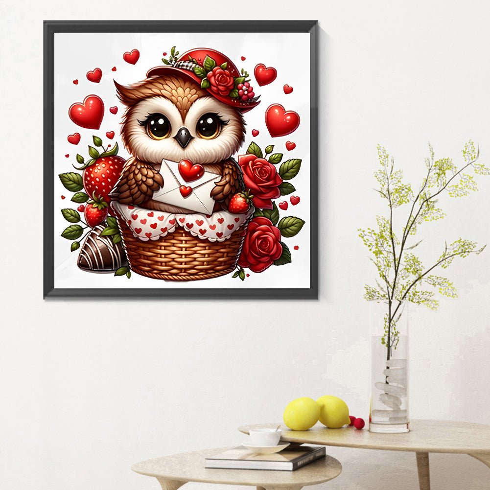 Valentine Love Owl - Full Round Drill Diamond Painting 30*30CM