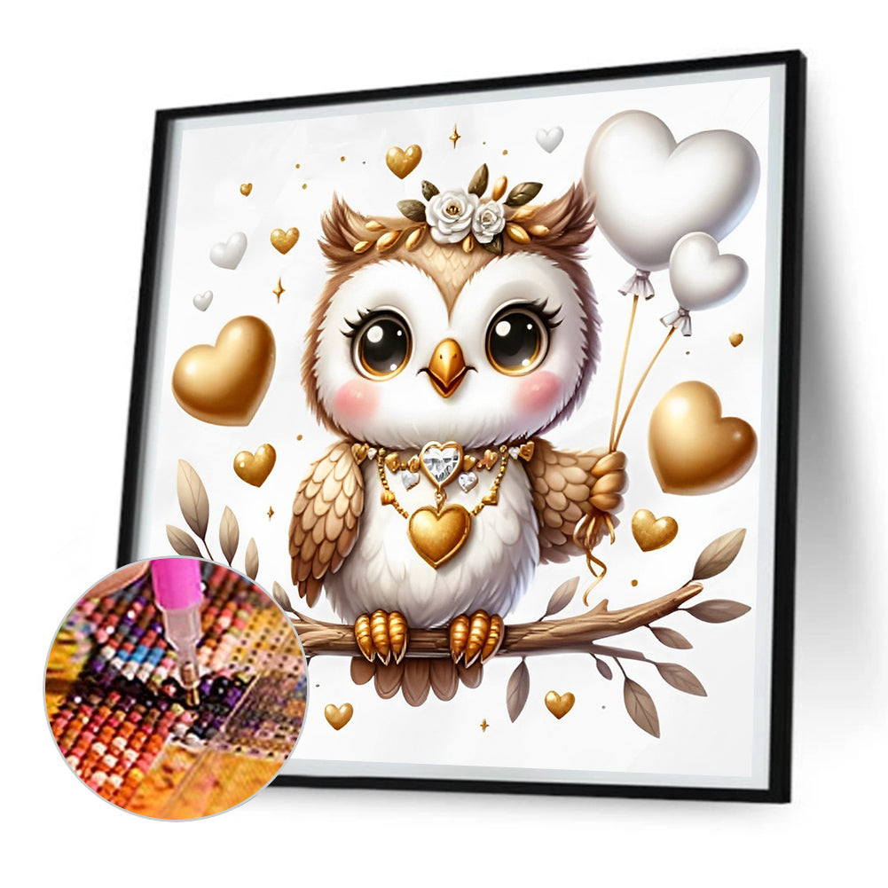 Valentine Love Owl - Full Round Drill Diamond Painting 30*30CM