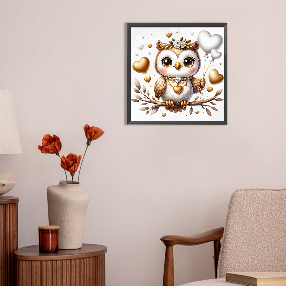 Valentine Love Owl - Full Round Drill Diamond Painting 30*30CM