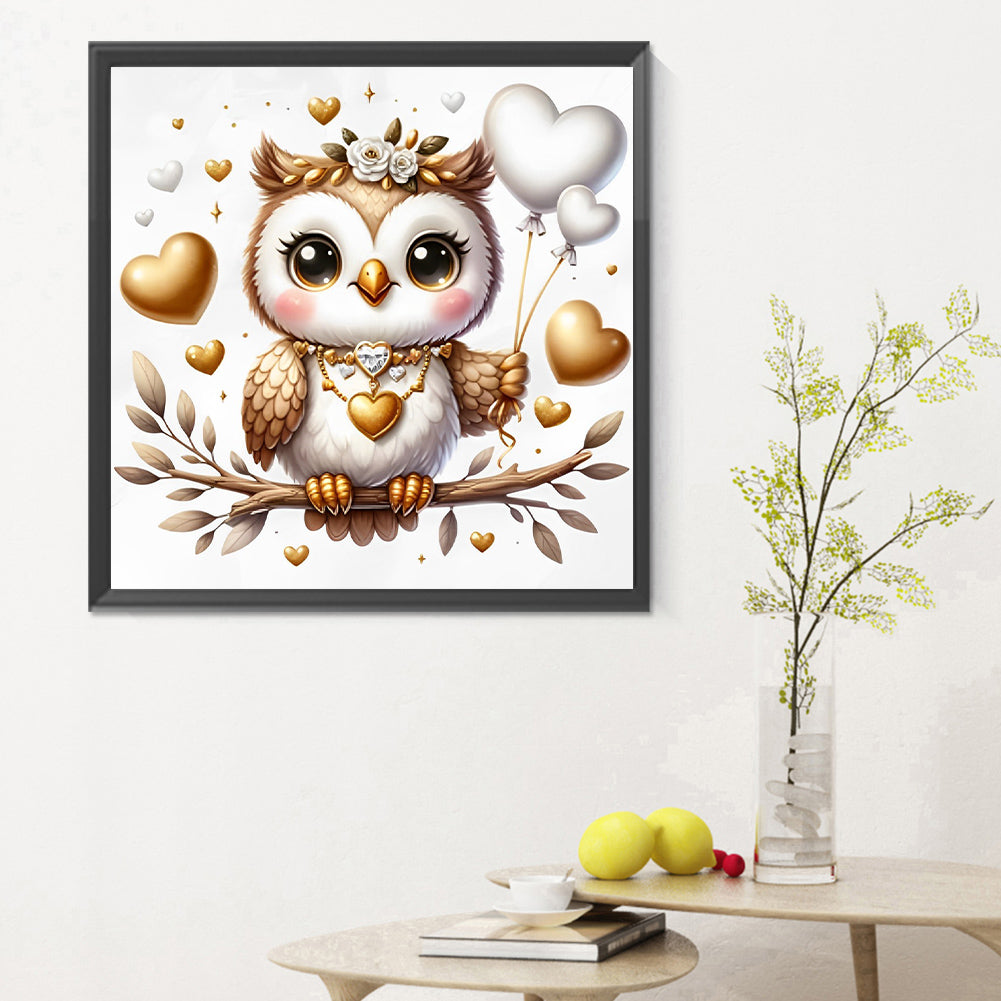 Valentine Love Owl - Full Round Drill Diamond Painting 30*30CM