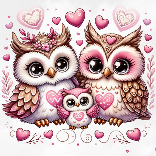 Valentine Love Owl - Full Round Drill Diamond Painting 30*30CM