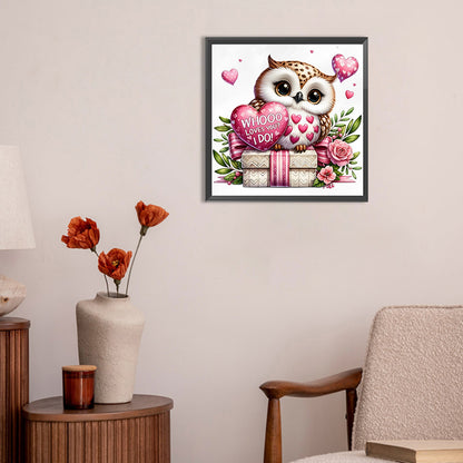 Valentine Love Owl - Full Round Drill Diamond Painting 30*30CM