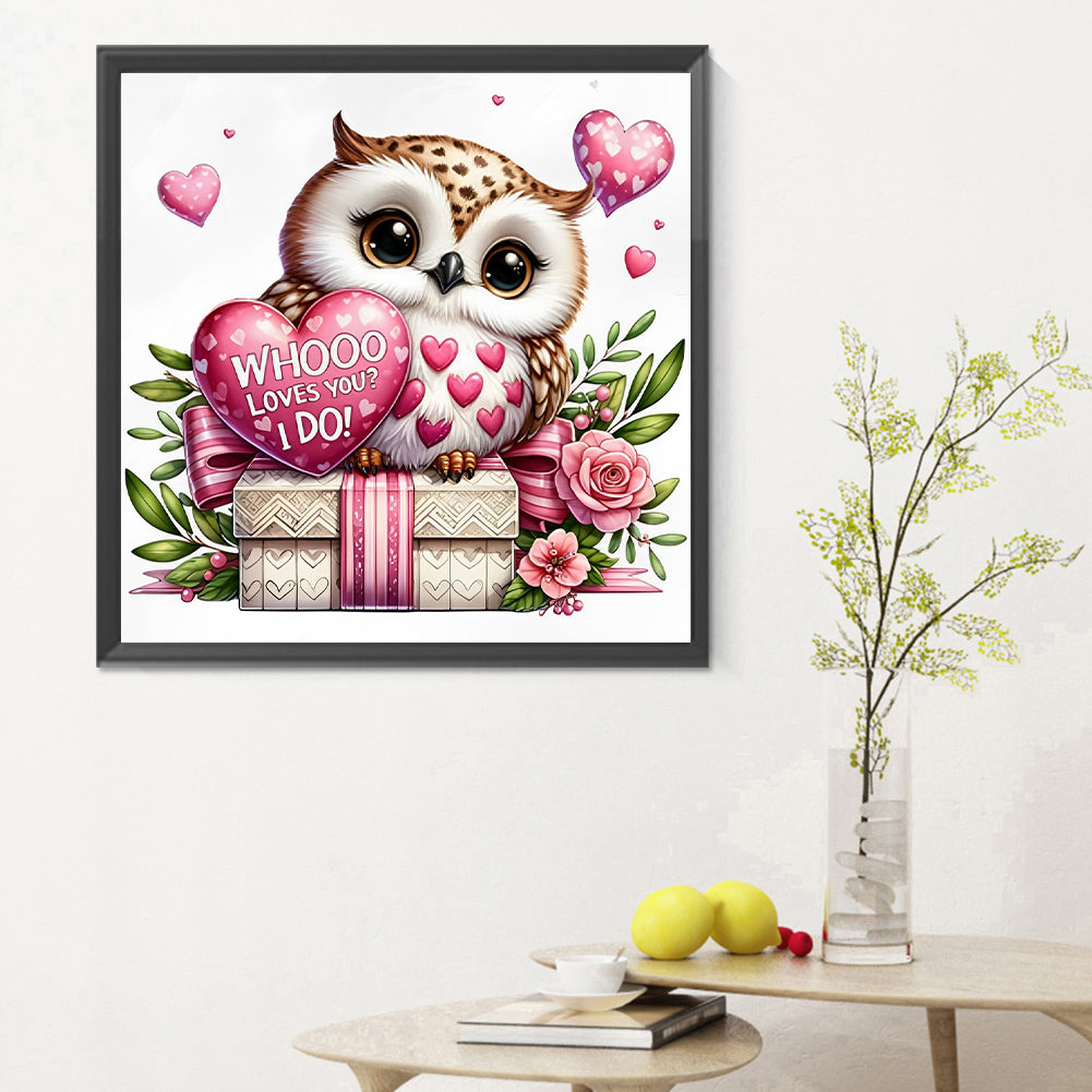 Valentine Love Owl - Full Round Drill Diamond Painting 30*30CM