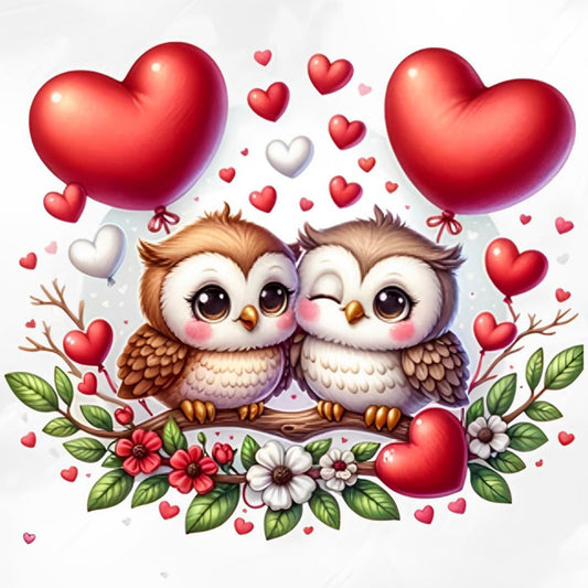 Valentine Love Owl - Full Round Drill Diamond Painting 30*30CM