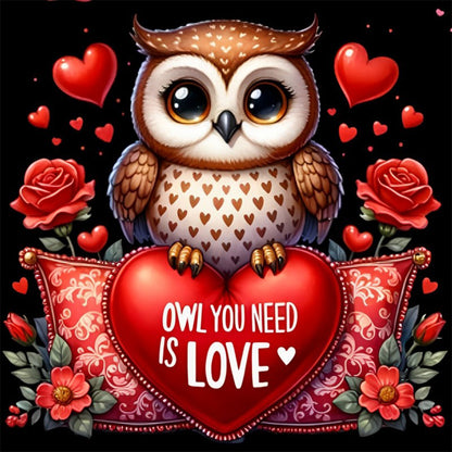 Valentine Love Owl - Full Round Drill Diamond Painting 30*30CM