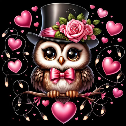 Valentine Love Owl - Full Round Drill Diamond Painting 30*30CM