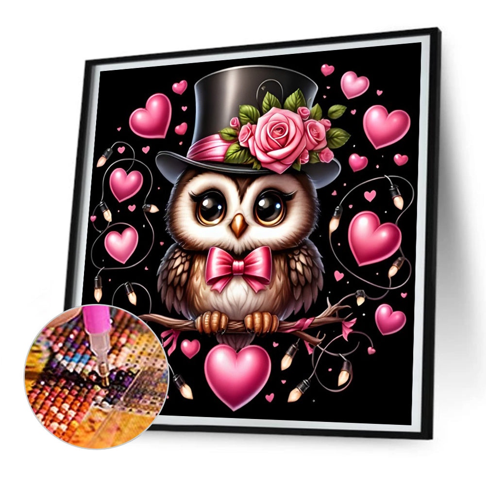 Valentine Love Owl - Full Round Drill Diamond Painting 30*30CM