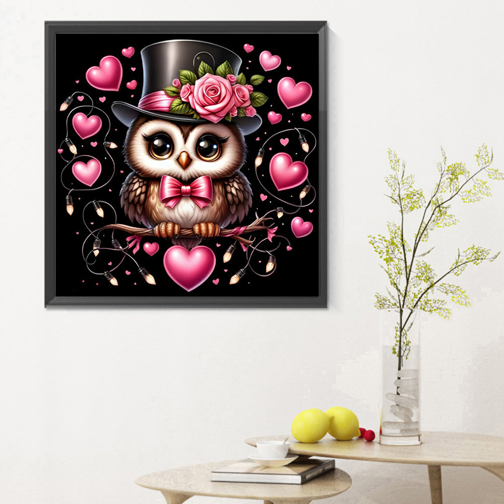 Valentine Love Owl - Full Round Drill Diamond Painting 30*30CM