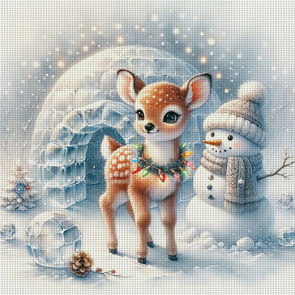 Christmas Deer - 18CT Stamped Cross Stitch 30*30CM